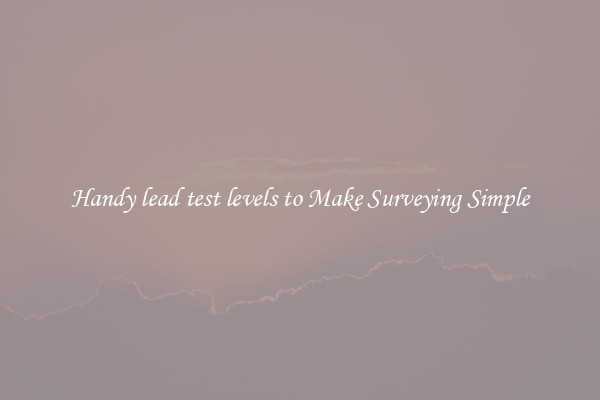 Handy lead test levels to Make Surveying Simple