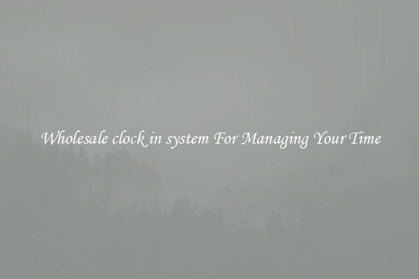 Wholesale clock in system For Managing Your Time