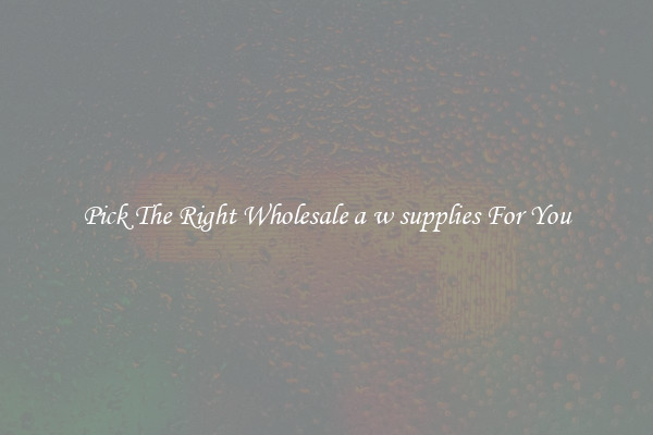 Pick The Right Wholesale a w supplies For You