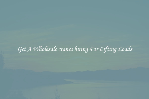 Get A Wholesale cranes hiring For Lifting Loads